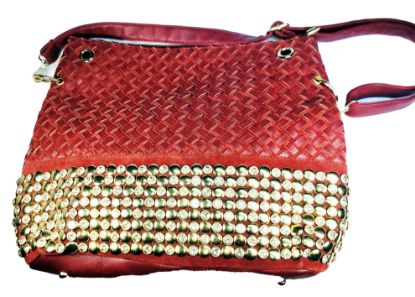 Picture of Waxed Leather Woven Cord Tote BagMade of cotton woven fabric